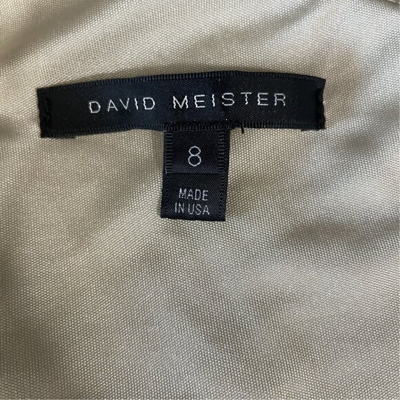 David Meister Silver One Shoulder Gown Formal Dress 8 Ruched Metallic Glam - Picture 3 of 12